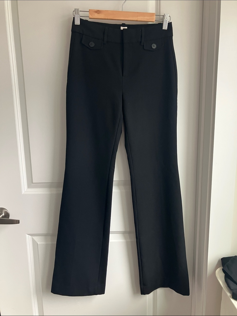 GAP Black Wide-Leg Pants with Button-Trim Waist
